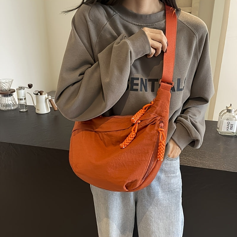 [Chic Crossbody Bag] Durable & Lightweight Crossbody Bag | Chic Nylon Solid Colors, Multiple Pockets, Adjustable Strap, Suitable for Outdoor Activities, Commute, And School