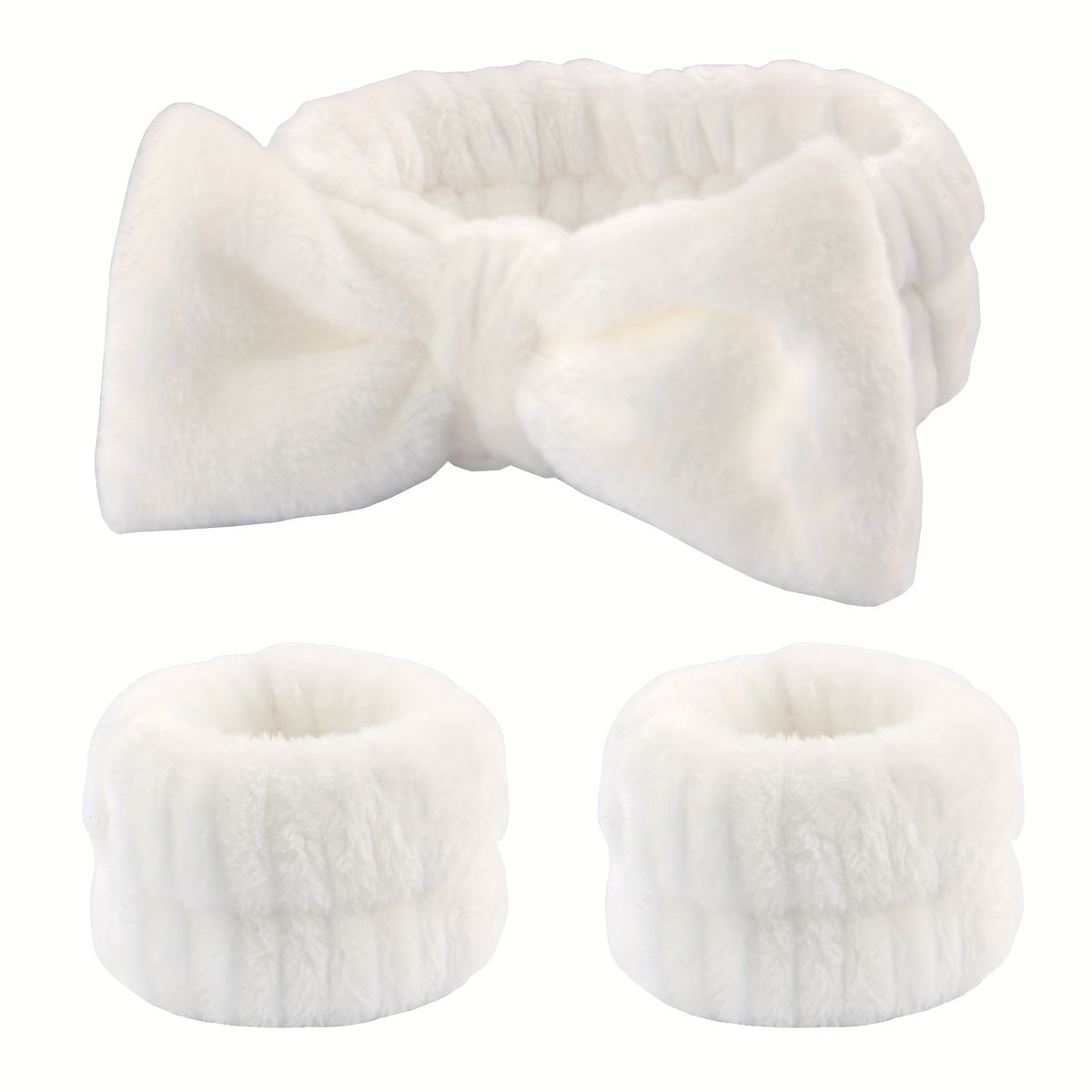 1pc/3pcs Adorable Bow Hair Band and Wristband Set, Soft Spa Headband for Washing Face, Makeup, Skincare, and Hair Styling