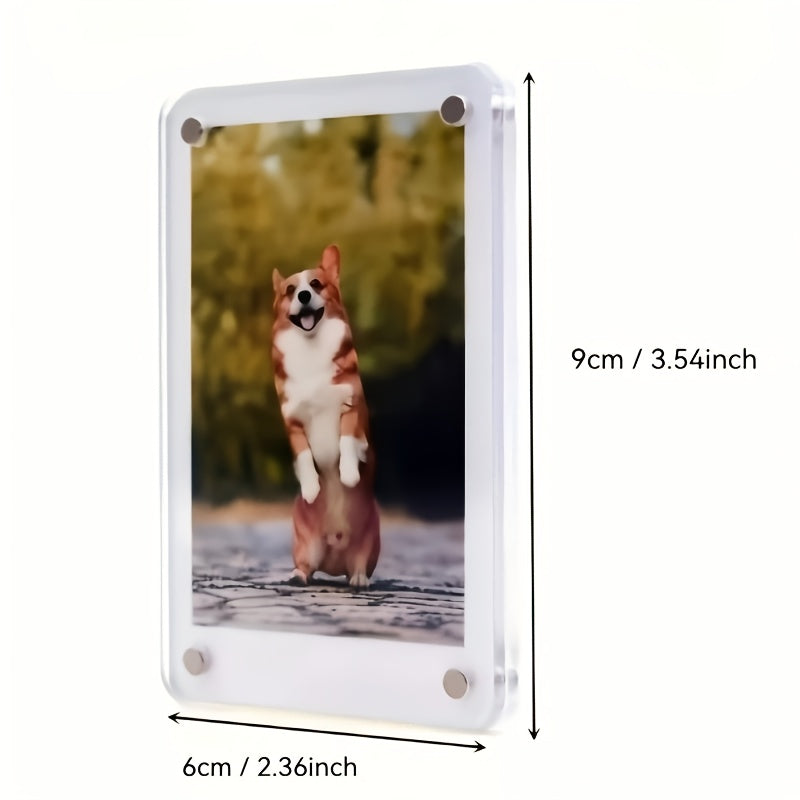 5pcs/10pcs Acrylic Refrigerator Magnetic Photo Frame, Double-sided Photo Refrigerator Magnet Frame, Photo Clip, Desktop Display Stand, Holiday Gift