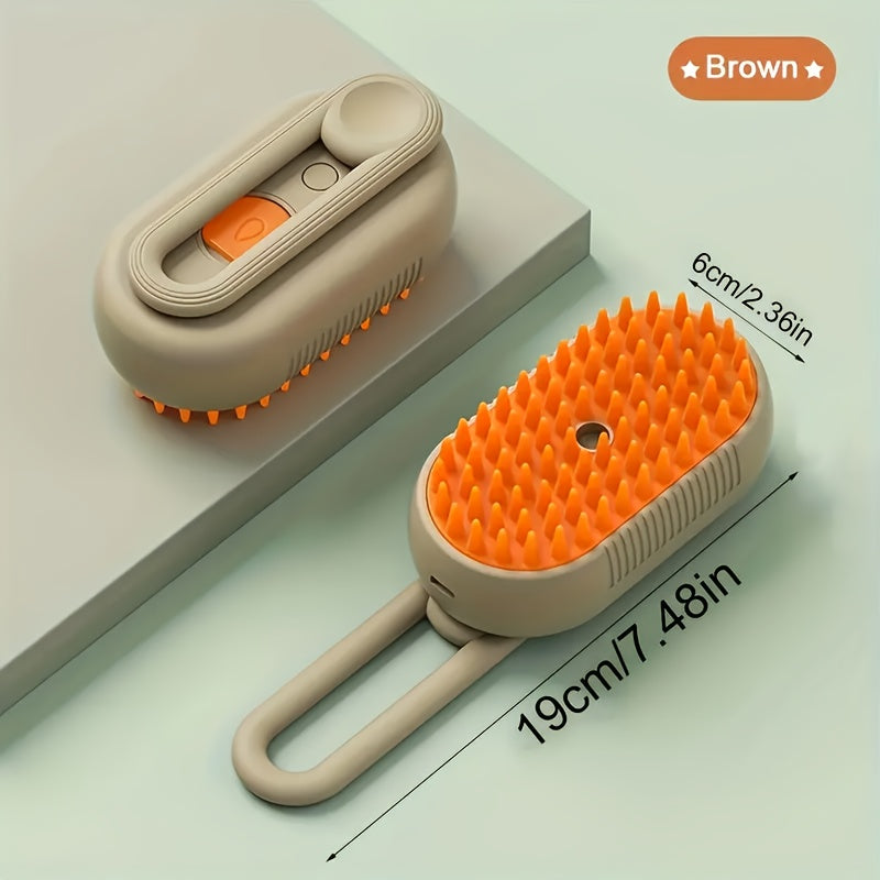 [3 In 1 Steamy Brush] 3 In 1 Cat Steamy Brush, Steamy Cat Brush | Cat Brush Massaging Comb, USB Recharging Pet Grooming Comb - for Removing Loose Hair & Massaging, Suitable for All Cats & Dogs, Perfect Gift for Pet Lovers
