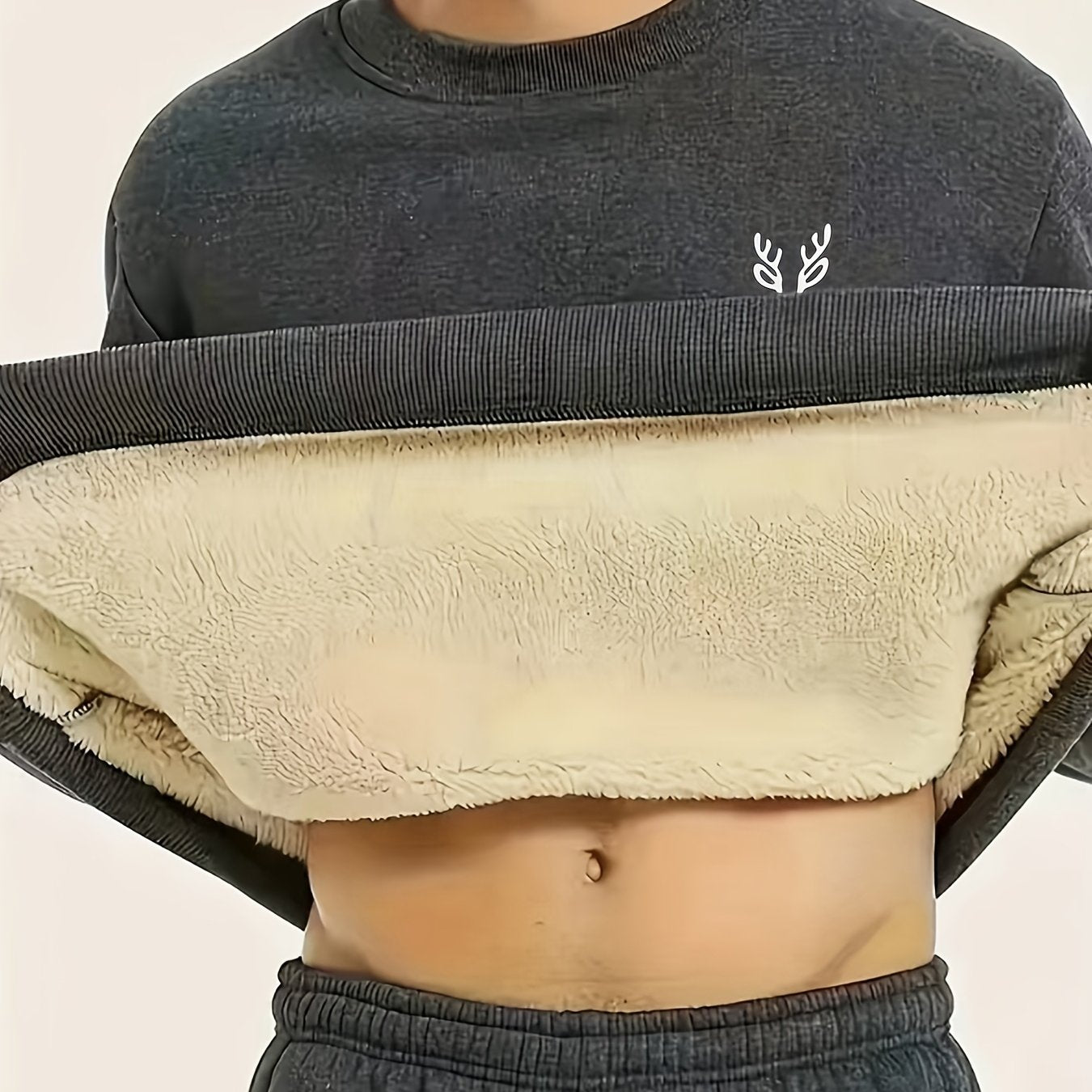 Men's Thermal Fleece-Lined Thickened Long Sleeve Sweatshirt - Maroon Animal Print Casual Round Neck Pullover, Machine Washable Winter Warm Top for Outdoor Sports & Casual Attire