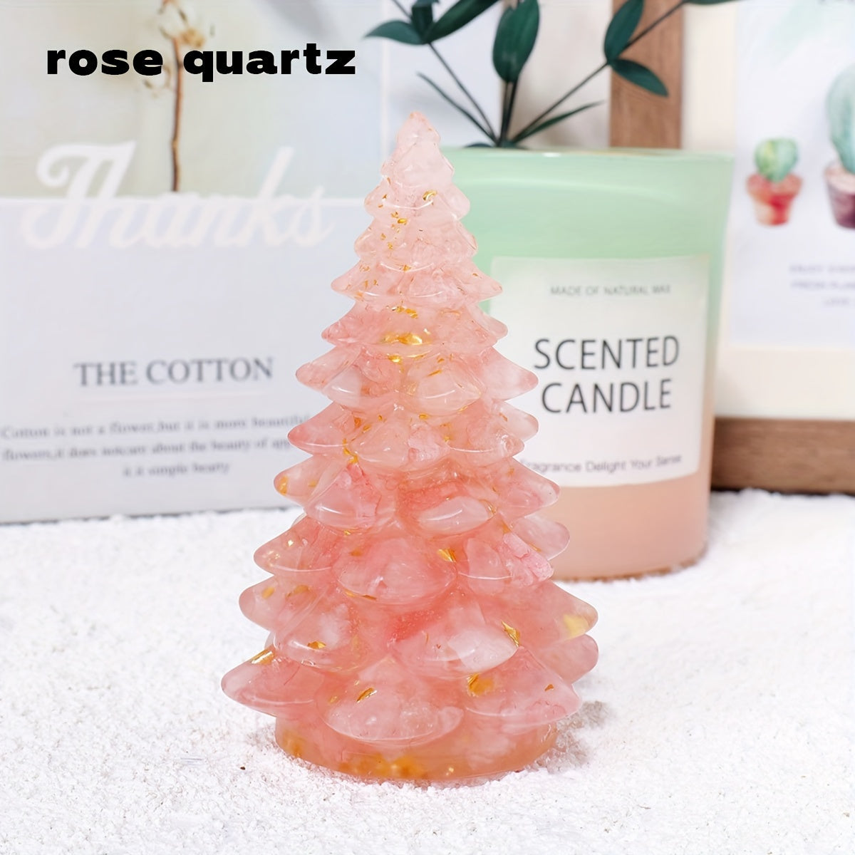 1pc Natural Stone Crystal Resin Christmas Tree Statue Ornament Christmas Tree Decoration Christmas Gifts Desktop Decoration Home Decoration -Jewelry Patterns