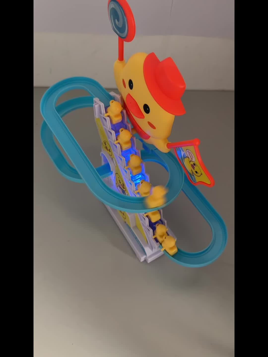 [Interactive Duckling Toy] Fun & Educational Interactive Electric Duckling Stair Climber Toy with Lights & Music | Slide Playset for Boys and Girls | Ideal Birthday, Easter, Halloween, Christmas Gift (Batteries Not Included)