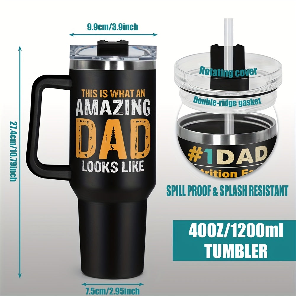1pc, Father's Day Gifts 20oz Tumbler Gifts for Dad, AMAZING DAD Funny Print Gifts for Daddy Papa From Daughter Son Wife Birthday Fathers Day 20oz Stainless Steel Tumbler Travel Coffee Mug Cup Grandfather Husband Men Present