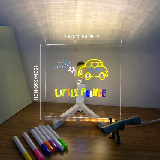 Colorful LED Writing Board & Night Light - Erasable USB-Powered Acrylic Drawing Pad for Youngsters with 7 Vibrant Colors, Mermaid Design, Perfect for Homework, Drawing, and Room Decor, Educational Toy | Mermaidthemed Decor | Acrylic Board, Mermaid Toys