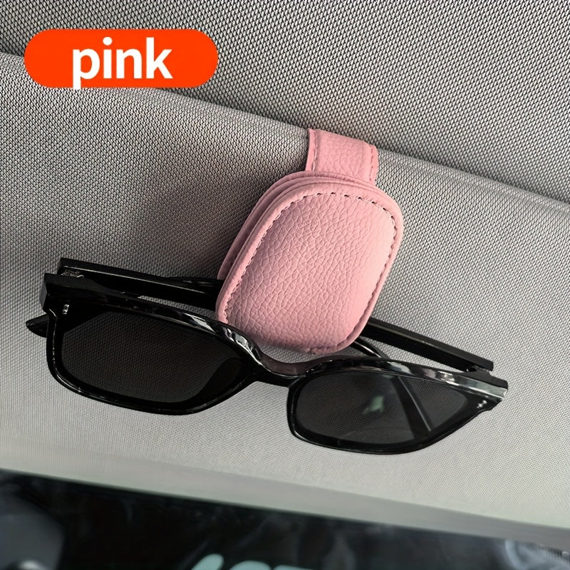 1pc Universal Car Sun Visor Glasses Clip, PVC Material, Auto Eyeglasses Holder, Vehicle Interior Accessories, Eyewear Storage Bracket