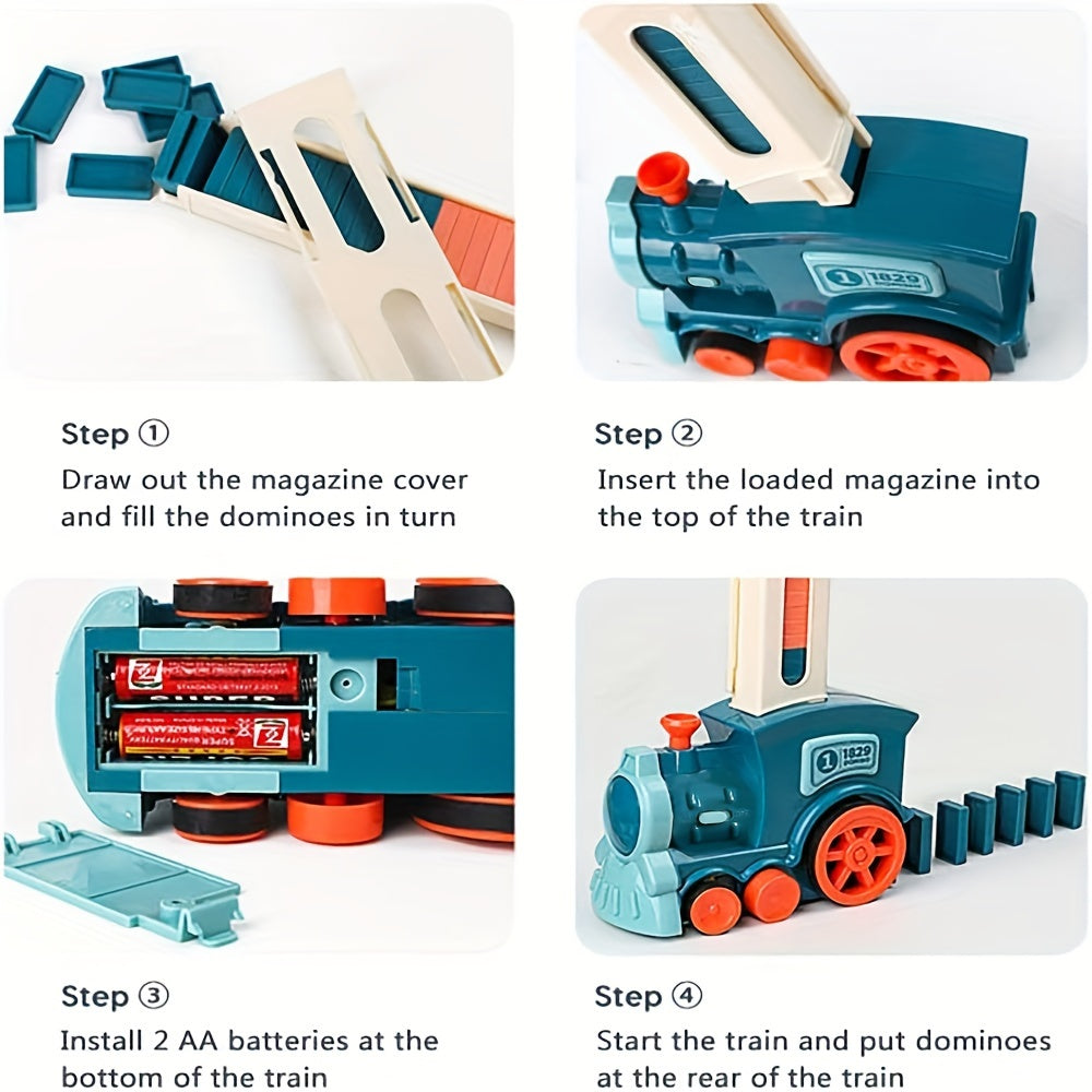 [Educational Domino Train] Fun and Educational Domino Rally Electric Train Set for Kids | Creative Building Blocks for Hours of Fun! | Halloween Christmas Gifts