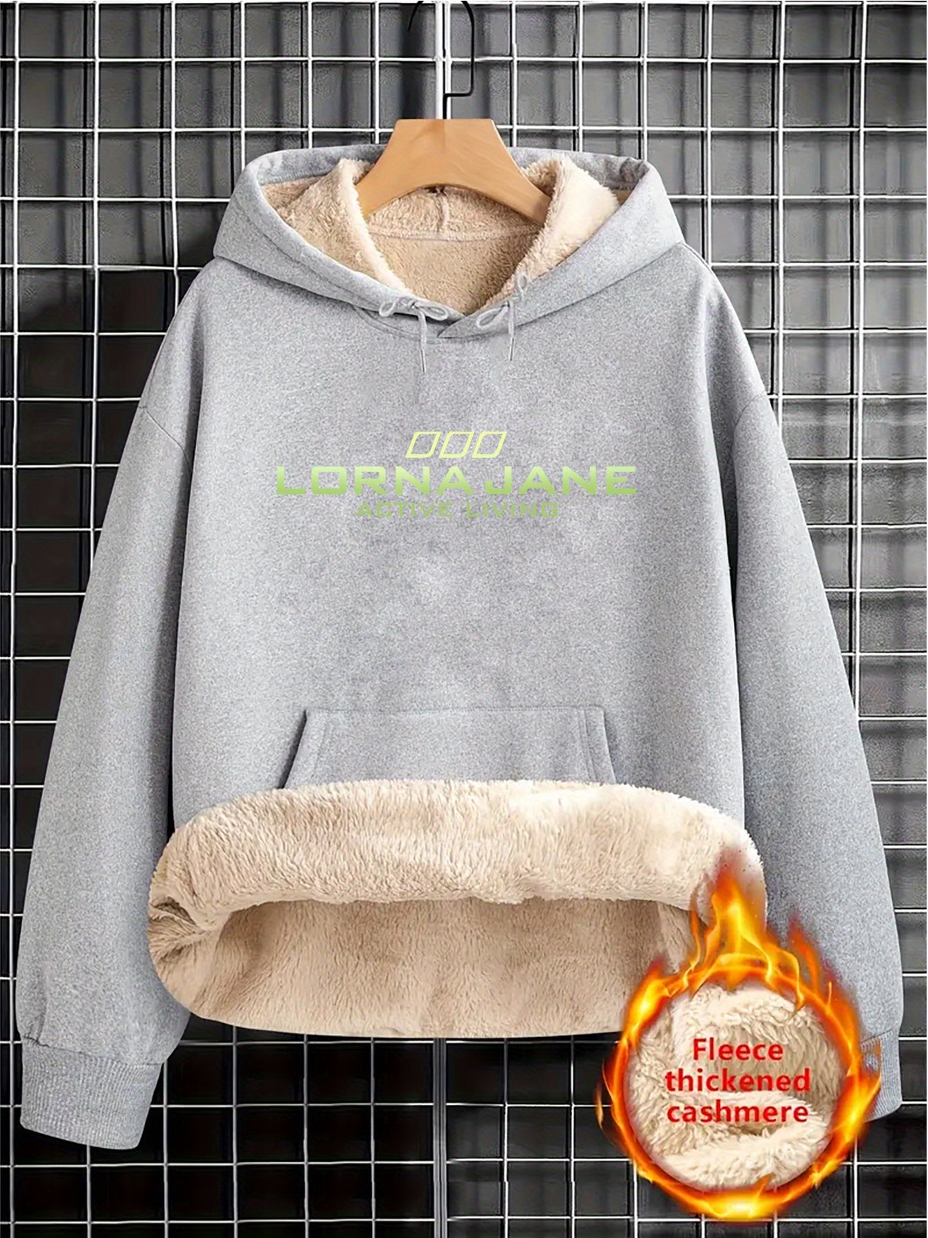 1pc Stylish Green "Lorna Jane" Letter Print Hoodie for Women - Cozy Long Sleeve Pullover with Pockets, Casual Fall/Winter Sweatshirt, Perfect Holiday Gift, Casual Wear Hoodie | Trendy Women'S Hoodie | Texture