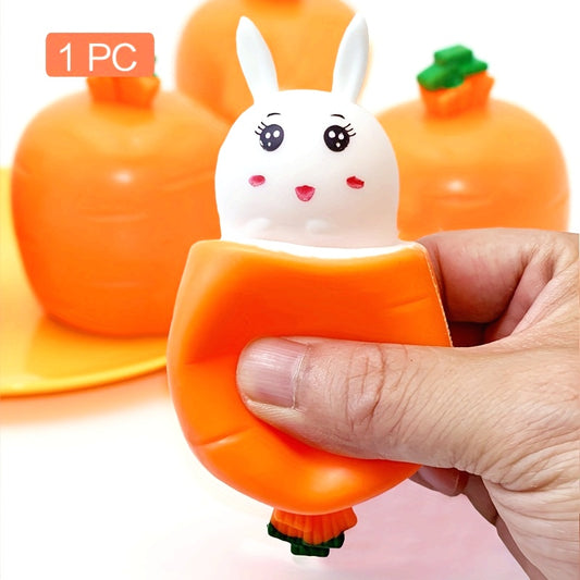 1/2pcs Cute Cartoon Carrot Head Bunny Squeeze Toy, Fun Prank Gag Gift for Youngsters and Adults, Educational Party Favor for Easter, Halloween, Thanksgiving - Assorted Colors, Rabbit Toys