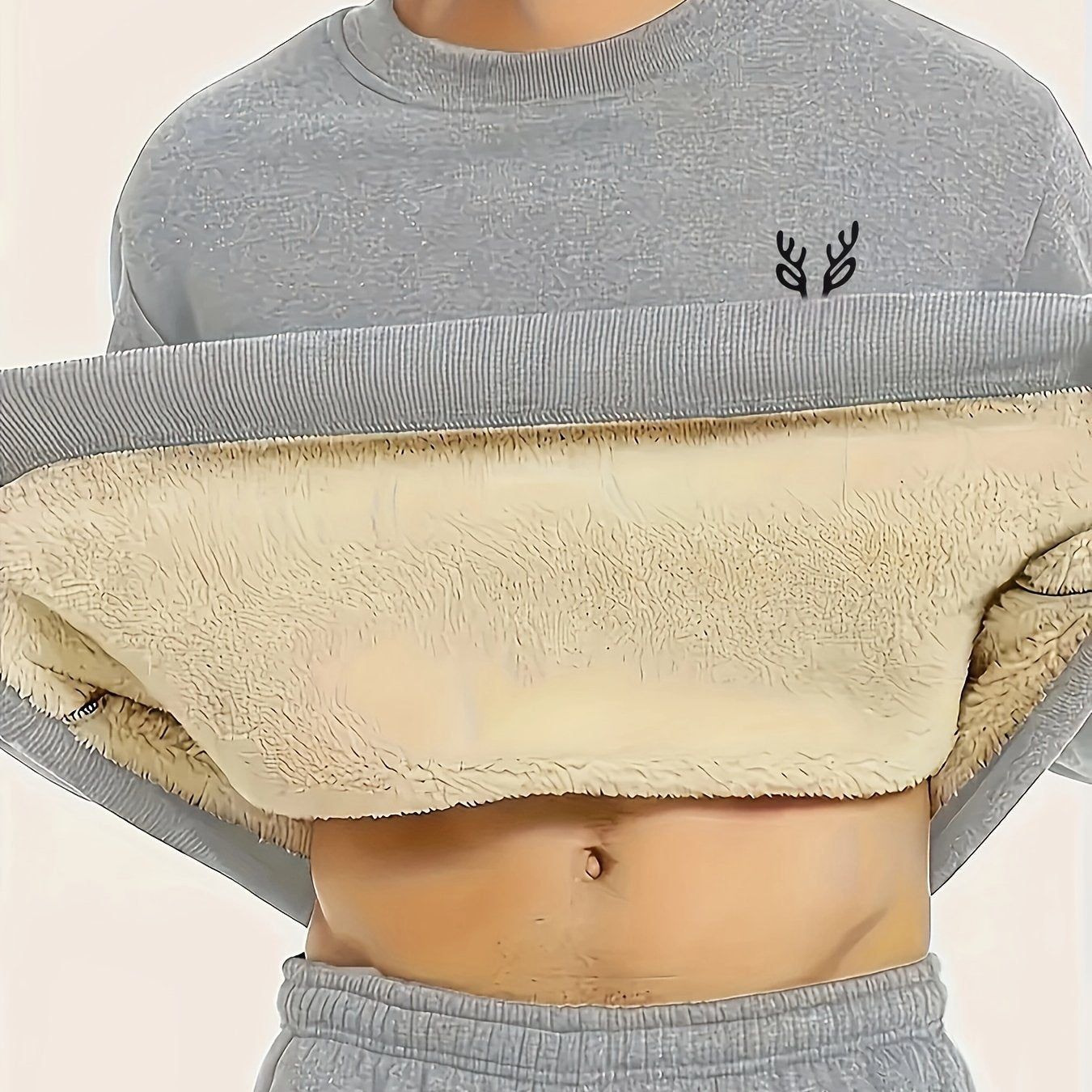 Men's Thermal Fleece-Lined Thickened Long Sleeve Sweatshirt - Maroon Animal Print Casual Round Neck Pullover, Machine Washable Winter Warm Top for Outdoor Sports & Casual Attire