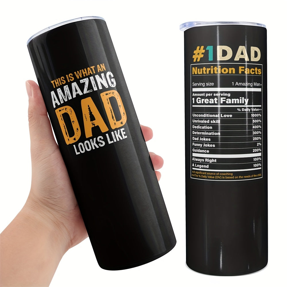 1pc, Father's Day Gifts 20oz Tumbler Gifts for Dad, AMAZING DAD Funny Print Gifts for Daddy Papa From Daughter Son Wife Birthday Fathers Day 20oz Stainless Steel Tumbler Travel Coffee Mug Cup Grandfather Husband Men Present