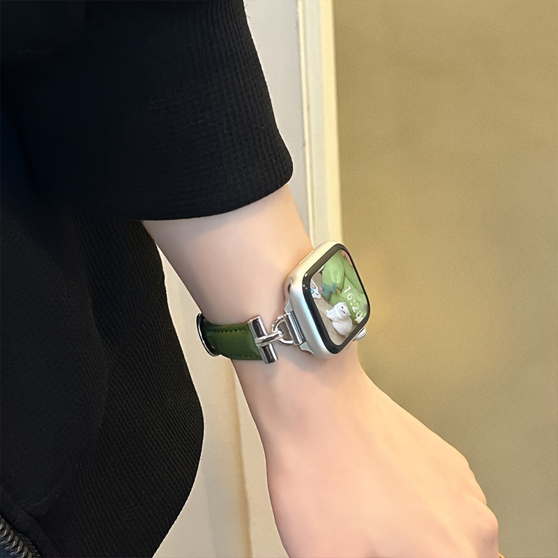 [For Apple Watch Synthetic Leather] Synthetic Leather Smartwatch Band for Apple Watch Series SE, 8, 7, 6, 5, 4, 3, Ultra - Fashionable D-Buckle Design, High-End Niche Creative Replacement Strap
