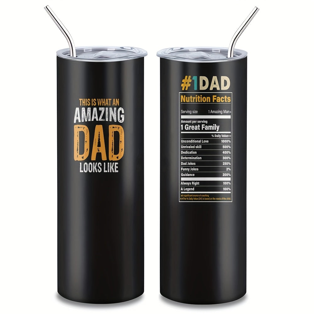 1pc, Father's Day Gifts 20oz Tumbler Gifts for Dad, AMAZING DAD Funny Print Gifts for Daddy Papa From Daughter Son Wife Birthday Fathers Day 20oz Stainless Steel Tumbler Travel Coffee Mug Cup Grandfather Husband Men Present