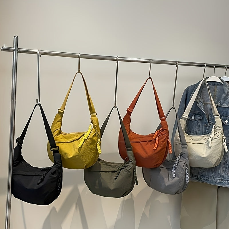 [Chic Crossbody Bag] Durable & Lightweight Crossbody Bag | Chic Nylon Solid Colors, Multiple Pockets, Adjustable Strap, Suitable for Outdoor Activities, Commute, And School