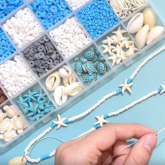 3200pcs Ocean Vacation Jewelry Making Kit with Sea Turtles, Shells, Starfish Charms - Includes Natural Stones & Polymer Clay Beads for DIY Friendship Bracelets, Necklaces - Elegant Beach-Themed Craft Set for Girls & Adults, Craft Kit|Creative Hobbies|Natu