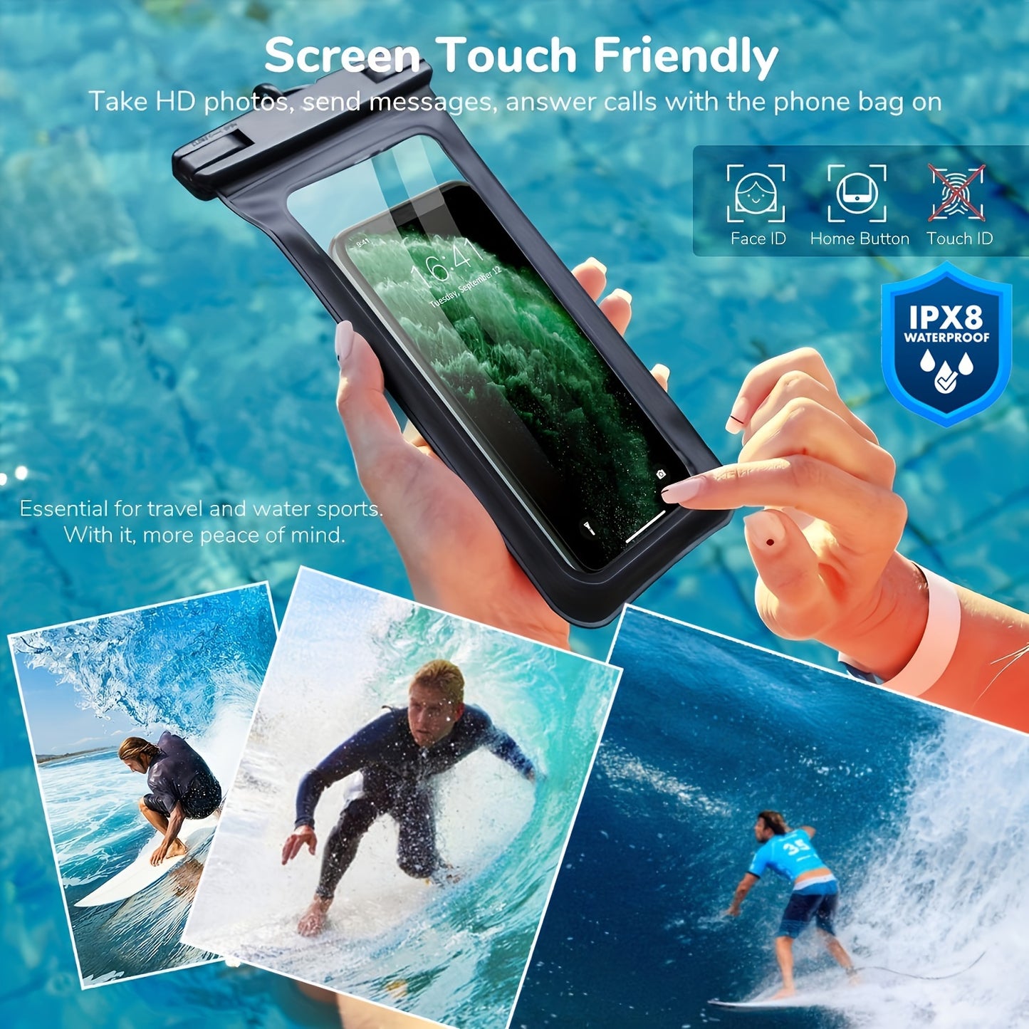 2 Pieces Waterproof Universal Phone Pouch - Up To 7.0" Waterproof Case For IPhone 14 13 12 11 Pro Max XS Plus Galaxy Cellphone Beach Vacation Essentials Dry Bag
