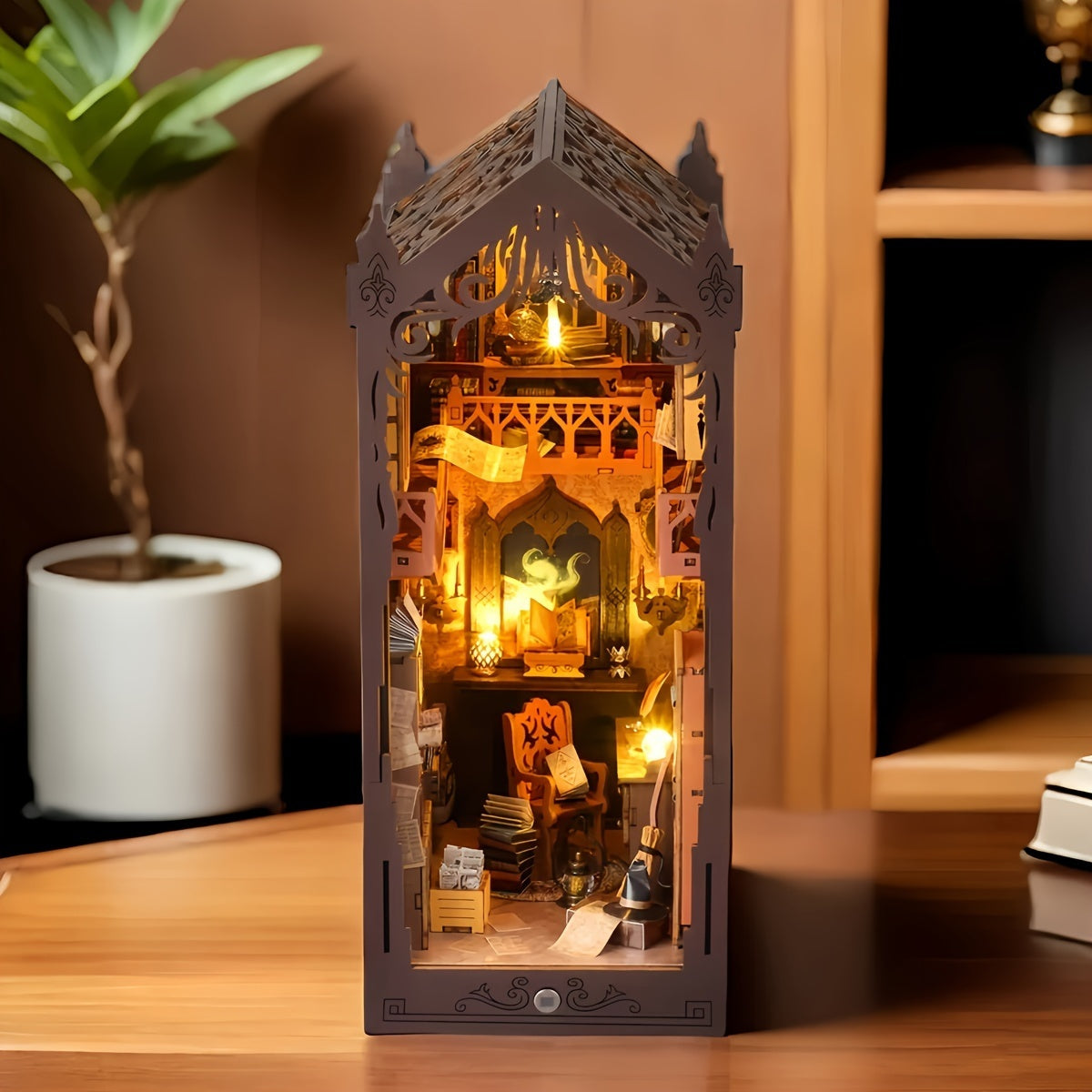 Magic Book House Mini Dollhouse Kit Shelf Assembly Model Micro DIY Toy Wooden Crafts Suitable for Teenage Boys Men and Adults Christmas Birthday Gifts