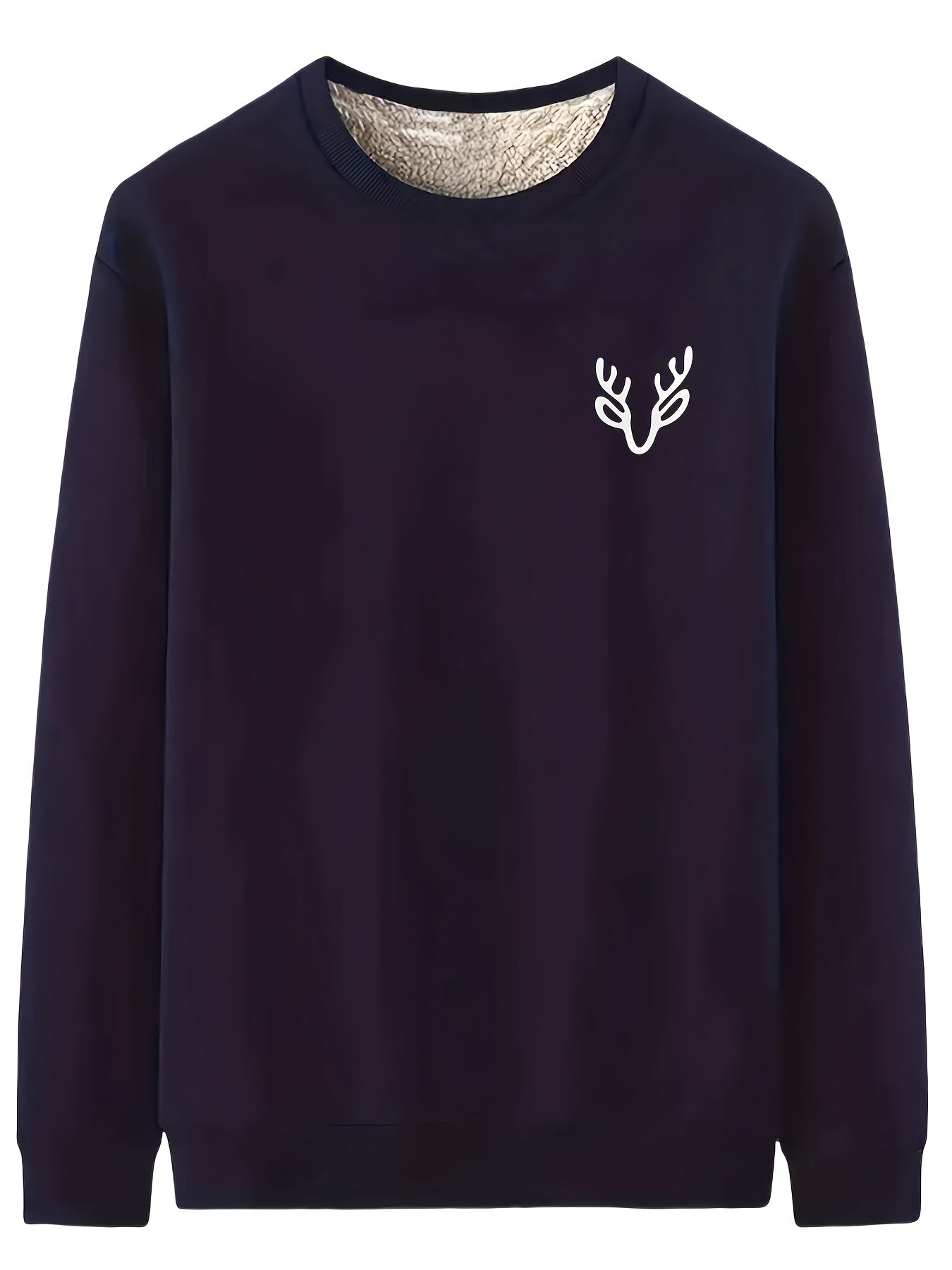 Men's Thermal Fleece-Lined Thickened Long Sleeve Sweatshirt - Maroon Animal Print Casual Round Neck Pullover, Machine Washable Winter Warm Top for Outdoor Sports & Casual Attire