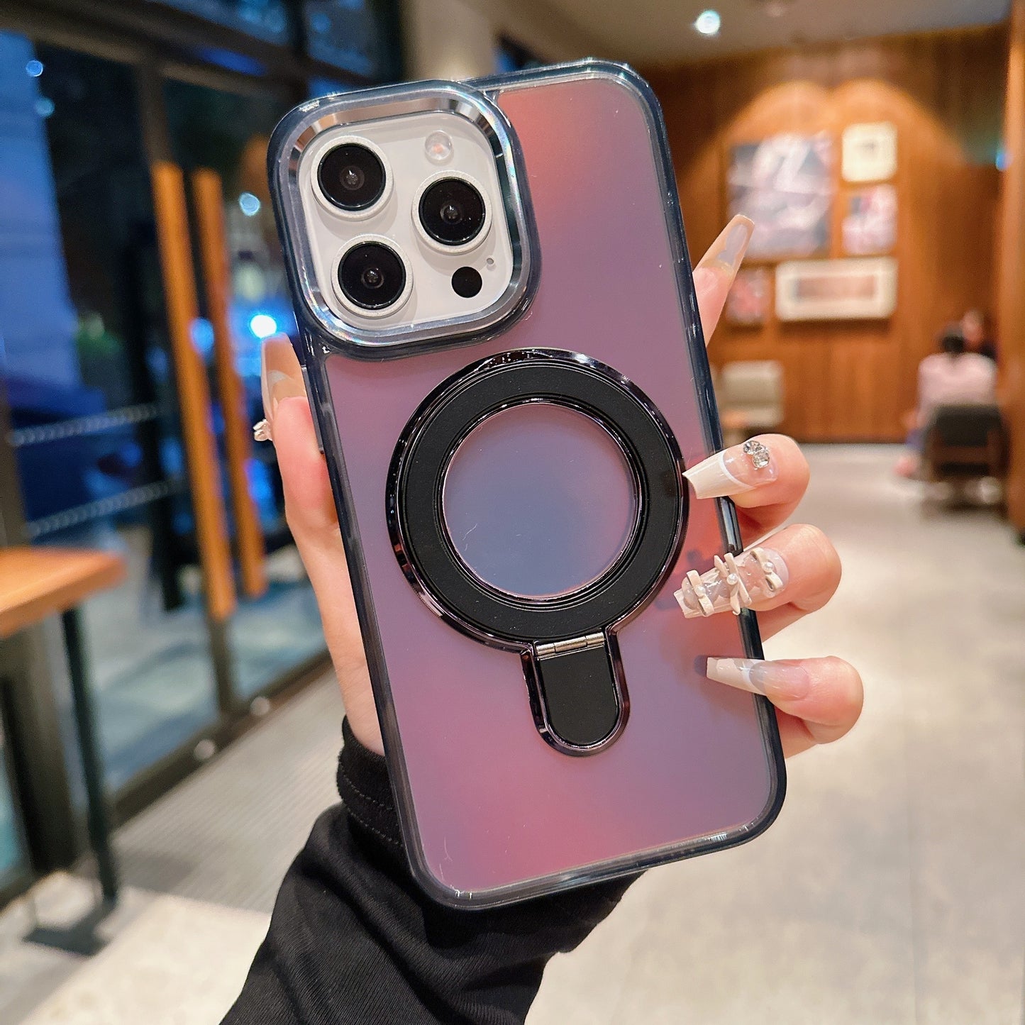[New Magnetic Holder Phone Case] Suitable for Apple Iphone 15Promax 16Promax 14Promax 13Promax 12Pro 11 Magnetic Holder Phone Case, Metal Frame Protection, Brand New All Inclusive, Niche High-End, Goddess Temperament, Holiday Gift Luxury Electroplated Gli