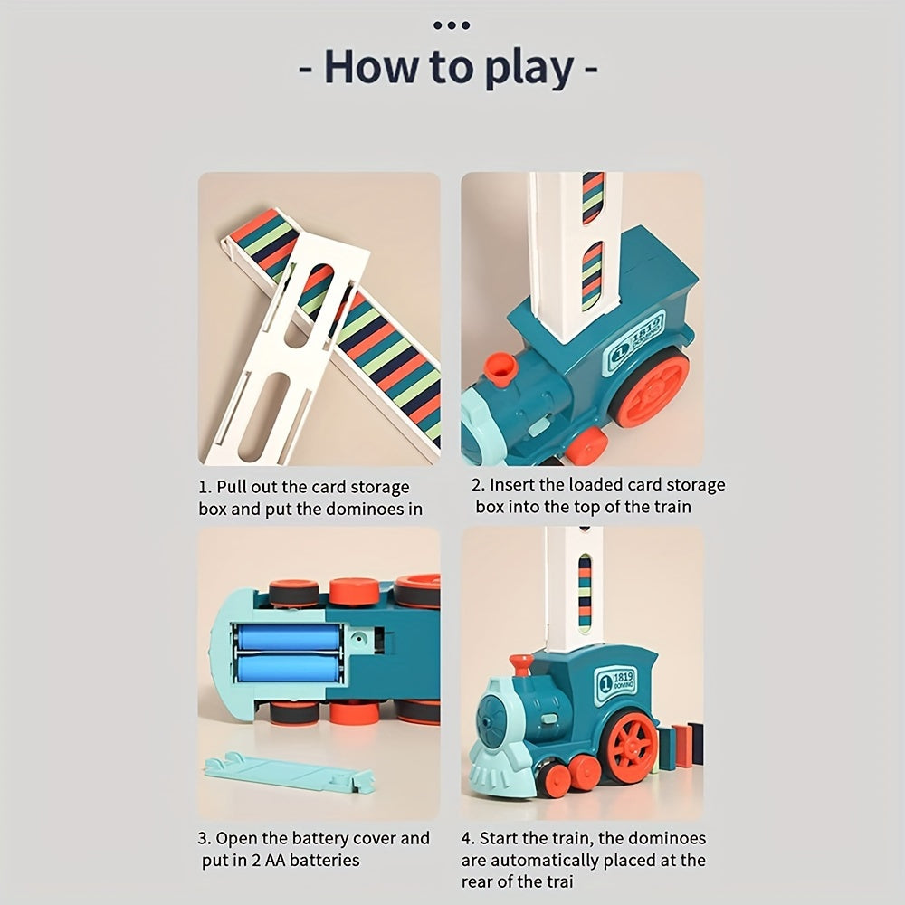 [Educational Domino Train] Fun and Educational Domino Rally Electric Train Set for Kids | Creative Building Blocks for Hours of Fun! | Halloween Christmas Gifts