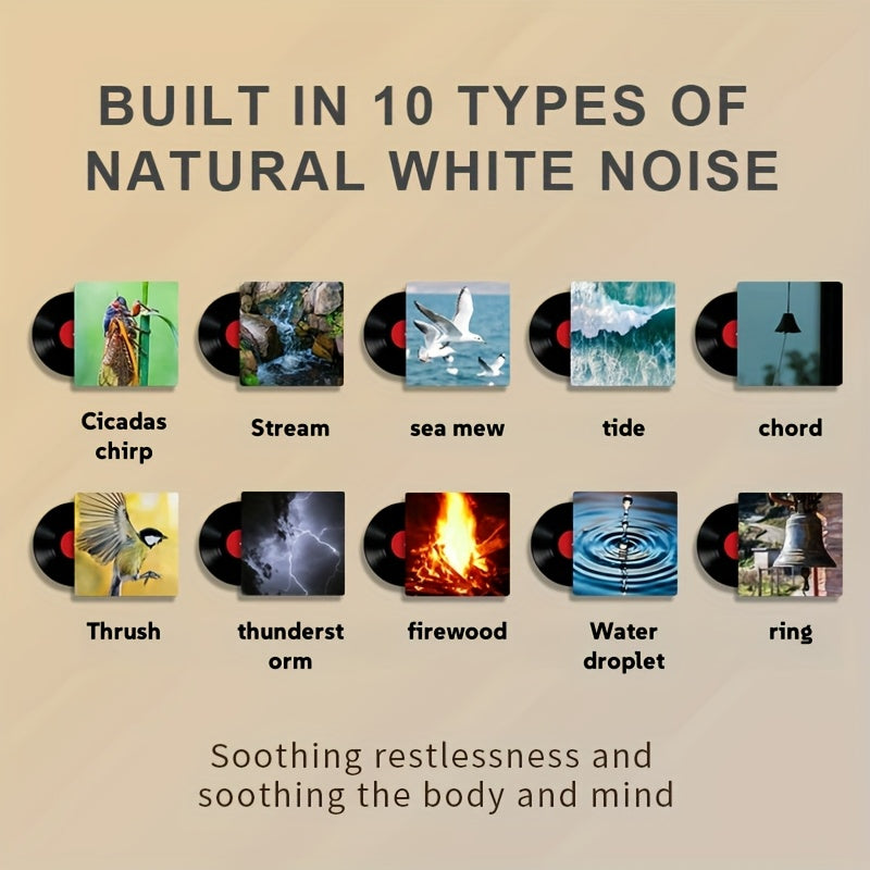 [White Noise Night Light] Multiple Colors White Noise LED Night Light | Stepless Dimming, with Timer, Sleep Sound White Noise with Natural Soothing Sounds, Memory Function Portable Sleep Device with 1200Mah Rechargeable Lithium Battery