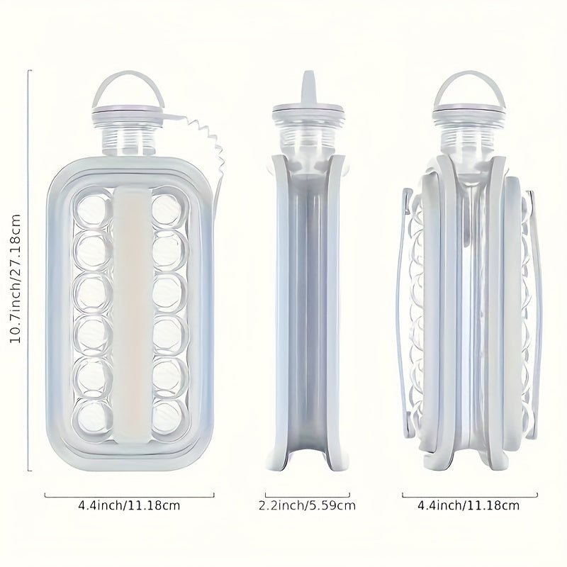[Portable Ice Maker] 2-in-1 Folding Ice Maker Water Bottle & 17-Grid High-Capacity Ice Tray | Portable, Space-Saving, Durable Plastic Household Ice Maker for Cocktails, Beverages, Beverage Cooling, Compact Storage, Userfriendly Construction