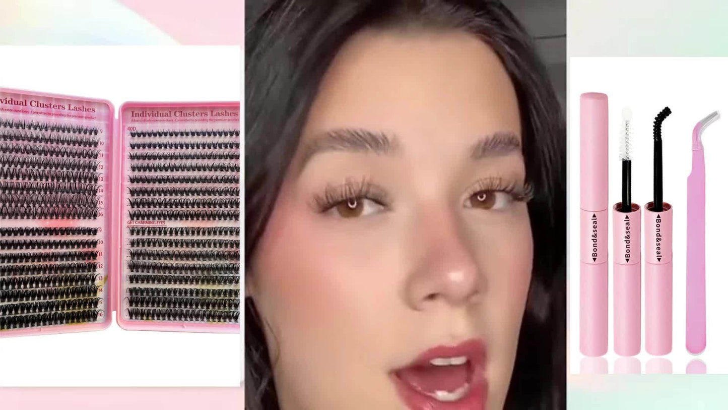 [DIY Lash Kit] 640/280pcs Extra Thick 30D40D50D DIY Lash Clusters Eyelash Extension Kit | 9-16mm Mixed Length Lashes, D Curl, Wispy Manga Lashes Look