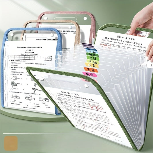 1pc, Durable A4 13-Pocket Expanding File Folder, Organ bag, Thickened PVC transparent, Organizer for Student Papers & Documents, for storing student test papers and data files