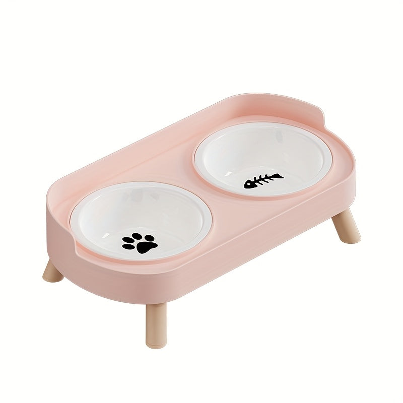 [Elevated Feeder] Elevated Double Bowl Feeder | Featuring Water And Feeding Integration Design, Available in Plastic, Stainless Steel, And Ceramic in Various Colors, Perfect for Cats And Dogs