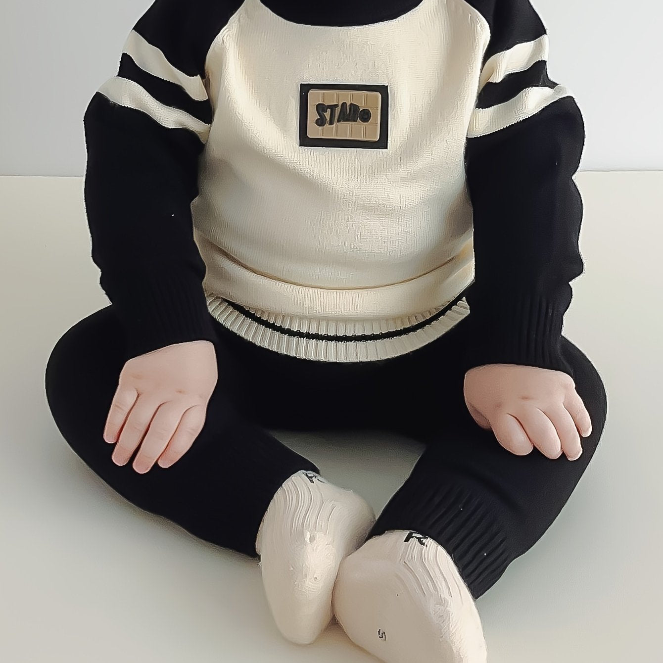 Newborn Baby Clothes Autumn and Winter Set for Boys: Stylish Sweater Pullover Knitted Long Pants Two-Piece Suit, Perfect for Outdoor