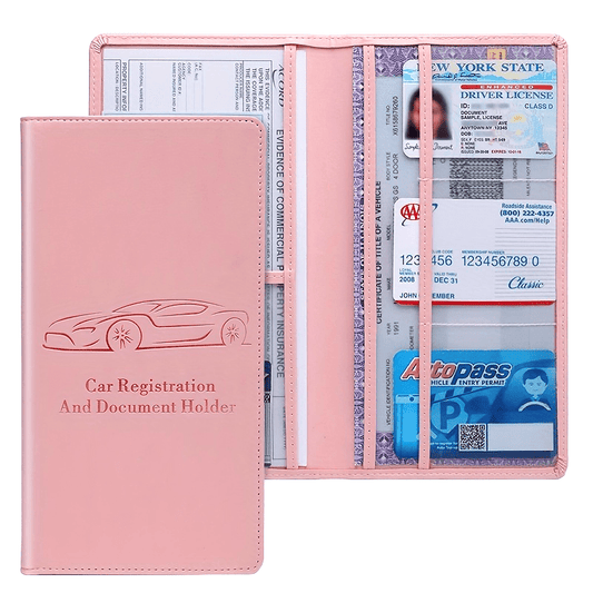 [Car Document Protector] Easy Access Car Registration and Insurance Card Holder - Vehicle Glove Box Paperwork Organizer for Men and Women