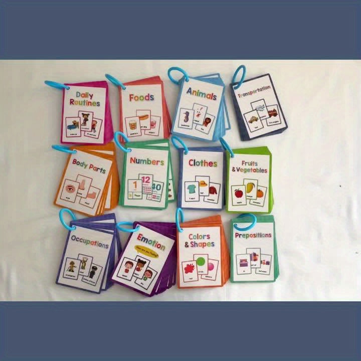 12 Themes Learning Flash Cards 386 English Words, Kids Toddler Colors, Shapes and Numbers, Learning Toys, Educational Preschool Flashcards Kindergarten Educational Toys School Supplies