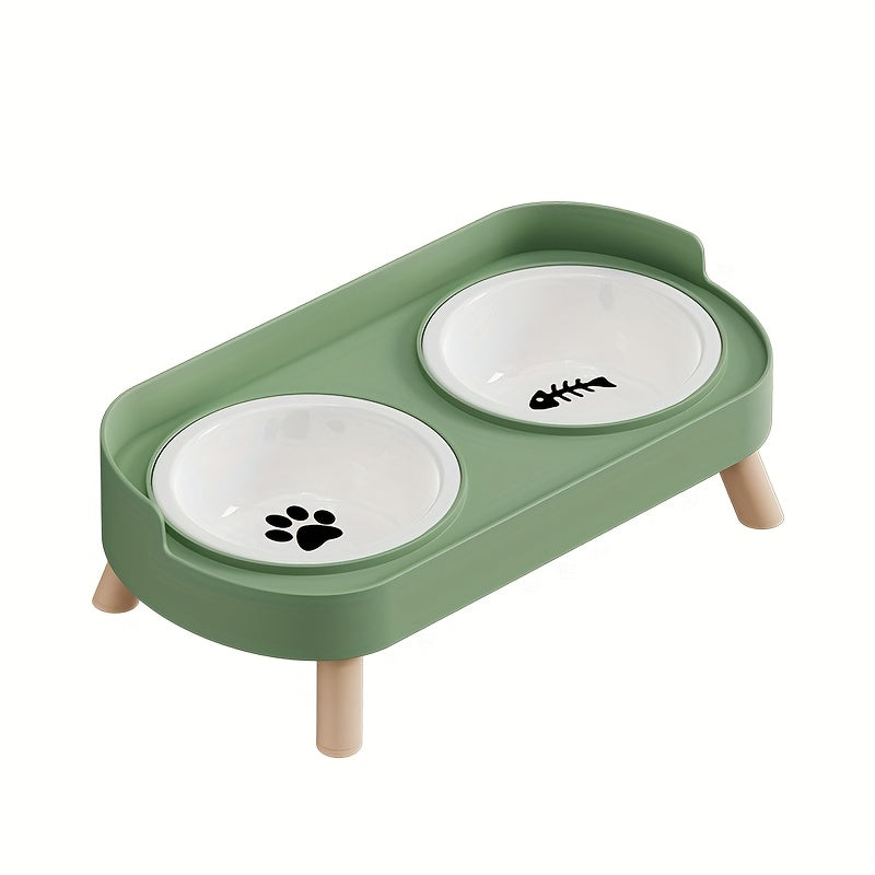 [Elevated Feeder] Elevated Double Bowl Feeder | Featuring Water And Feeding Integration Design, Available in Plastic, Stainless Steel, And Ceramic in Various Colors, Perfect for Cats And Dogs