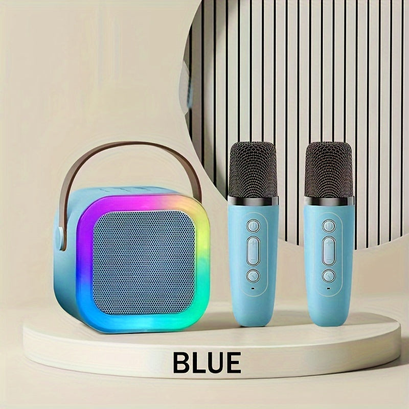 High-Performance Large Capacity Battery Ultra-Long Battery Life Better Sound Quality Colorful Speaker Microphone Integrated Home Karaoke Singing Sound System Dual Microphone Version Family Singing Party Entertainment