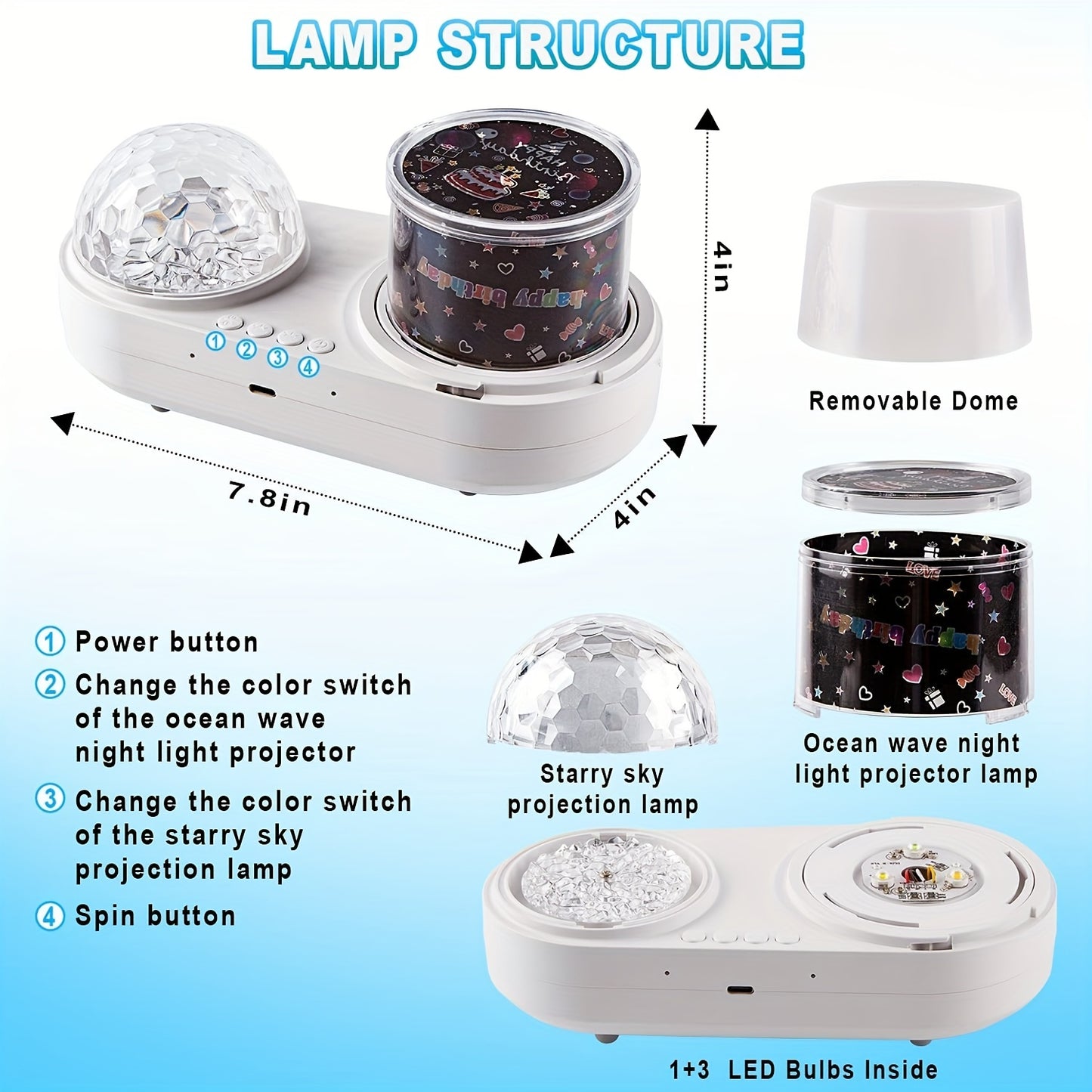1pc Star LED Night Light Projector Star Ocean Light Girls Toys Suitable for 3-12 Years Old Boys Girls Gifts 3-12 Years Girls Boys Toys Birthday Christmas Gift Bedroom Decor Blue, Best for Christmas