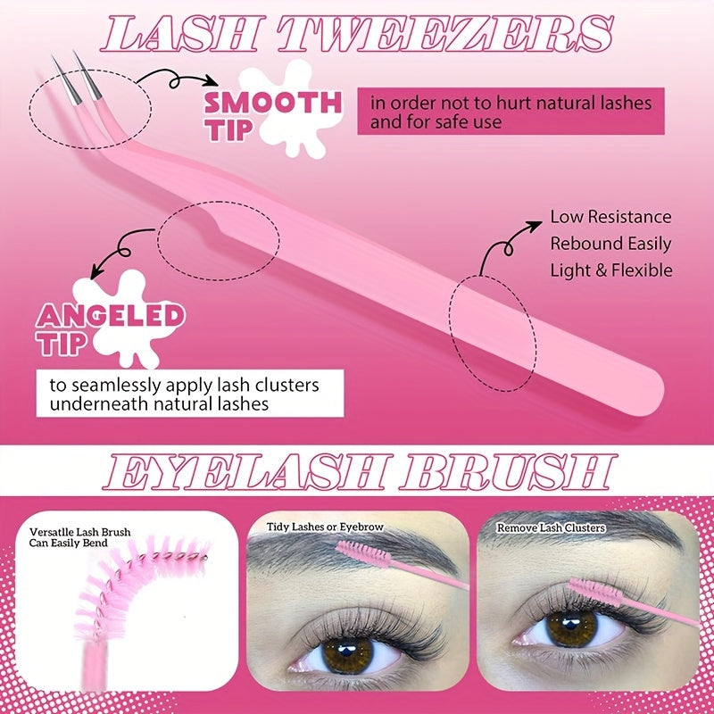 [DIY Lash Kit] 640/280pcs Extra Thick 30D40D50D DIY Lash Clusters Eyelash Extension Kit | 9-16mm Mixed Length Lashes, D Curl, Wispy Manga Lashes Look