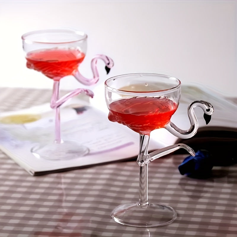 Tropical Flamingo Cocktail Glasses for Bars, Clubs and Home Use, Stylish Transparent Wine Glasses for Summer Drinks, Champagne and Celebration Events, Durable and Versatile, Perfect Party Gift