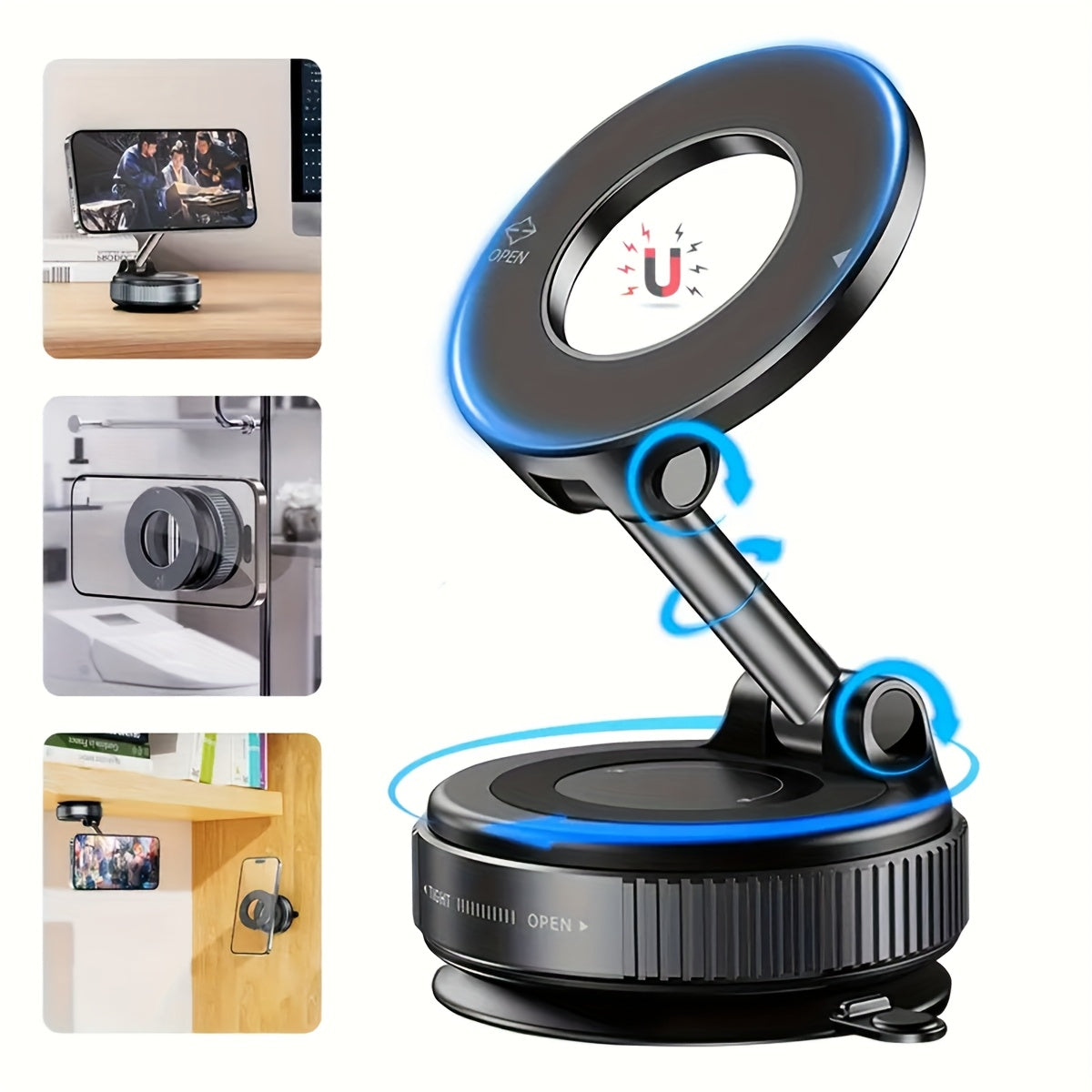 [N52 Magnetic Phone Holder] 360° Rotatable Upgraded N52 Magnetic Phone Holder, Aluminum Alloy | Waterproof, Secure Grip, Hands-Free Use, Vehicle Mounting, Sleek Design, Durable Holder, Car Accessories