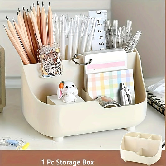 [Simple Desk Storage] Large-capacity Simple Solid-color Five-grid 1 Desktop Storage Multi-functional Storage Box Material Desk Storage Box