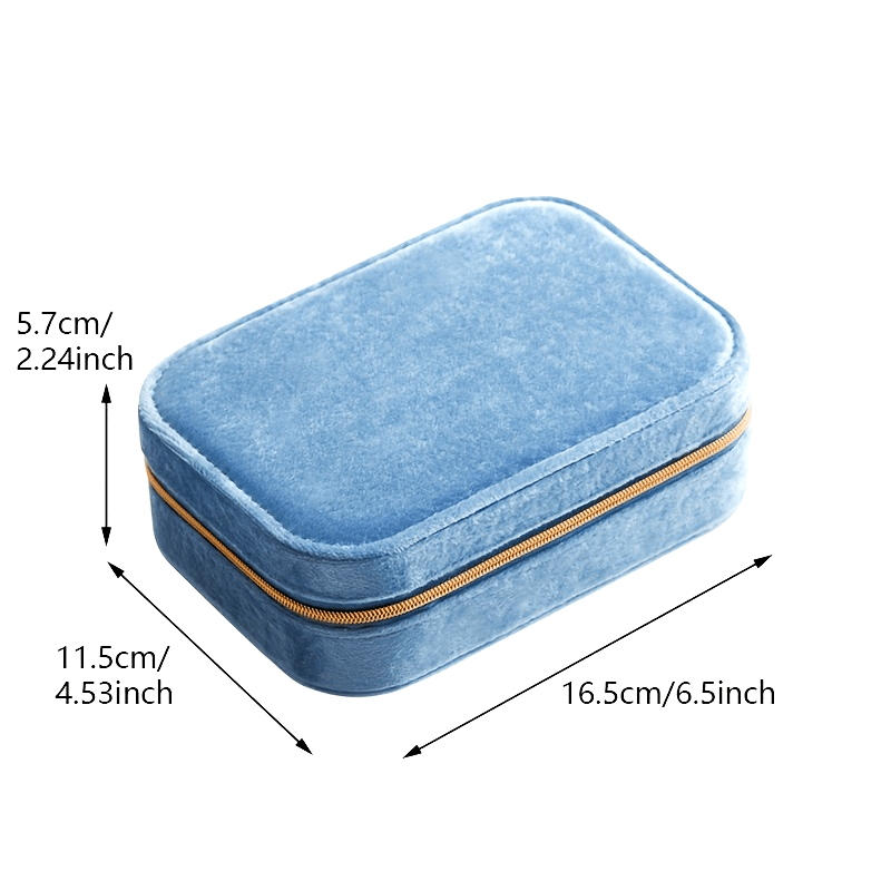 1pc Glam Style 3-Layer Velvet Jewelry Box with Zipper Closure - Multipurpose Rectangular Organizer with Necklace Hooks for Earrings, Necklaces, Rings, Watches, Hair Accessories - Ideal for Travel & Home Storage - Perfect for Christmas, New Year, Valentine