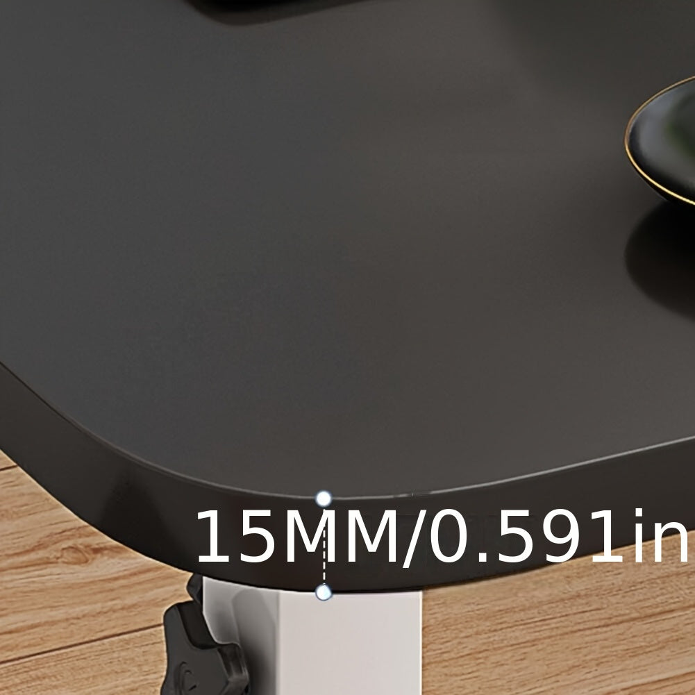[Adjustable Laptop Desk] Portable Adjustable Height Sofa Bed Coffee Side Table | Modern Black Engineered Wood Laptop Desk for Living Room, Bedroom & Home Office | Easy Assembly, No Power Needed