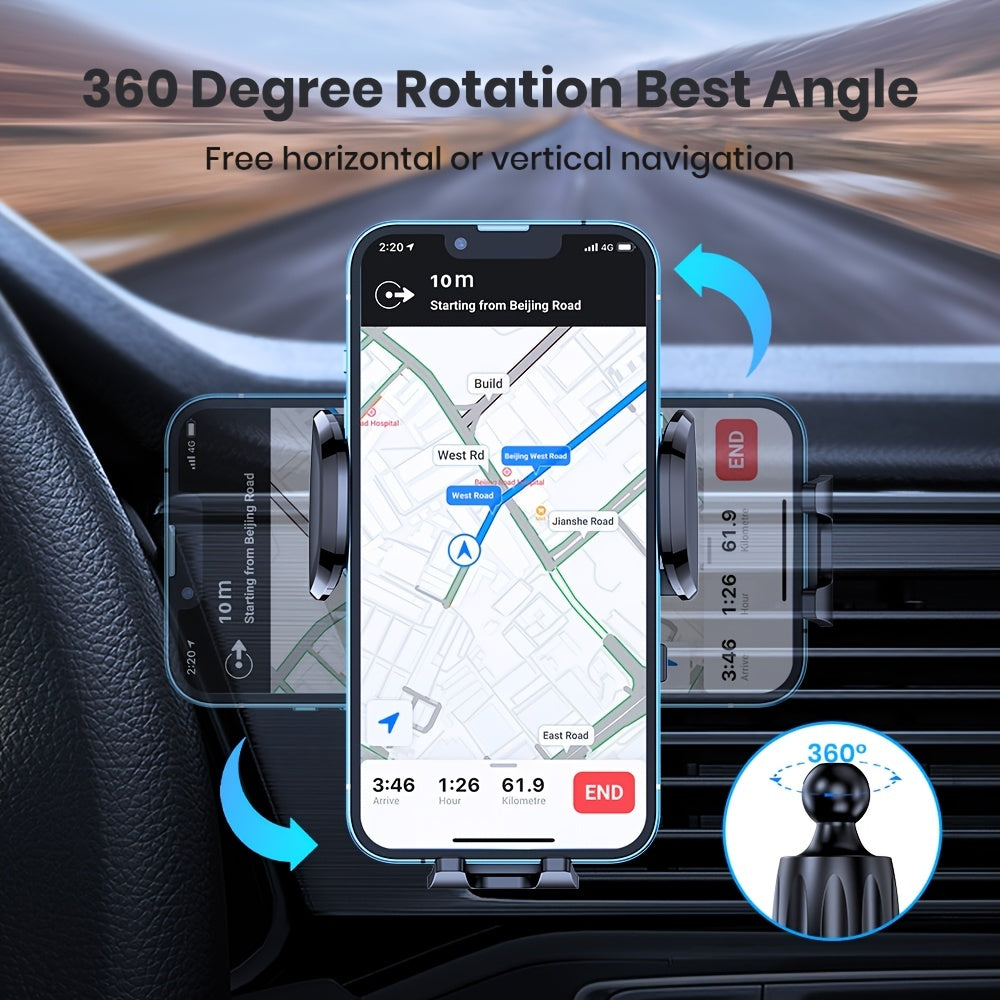 TOPK Car Phone Holder Mount, Car Mount with Hook Clip for Car Air Vent 360° Rotation Phone Mount Compatible with iPhone Samsung Android Cell Phone