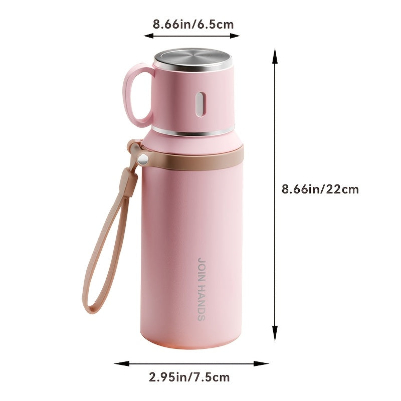 316 Stainless Steel 600ml Double-Wall Vacuum Insulated Water Bottle | 24-Hour Cold Retention | Portable with Carrying Strap - Ideal for Camping, Hiking & Outdoor Adventures