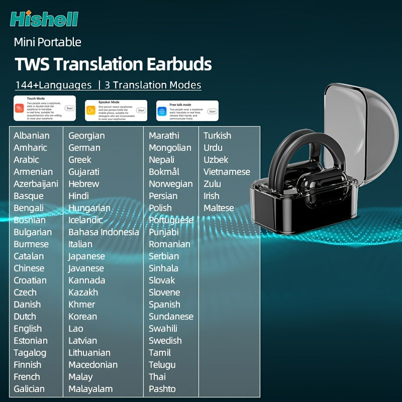 [Real Time Translator] Real Time 2-Way Language Translator Earphones | 144 Languages, Portable Translation Headset with APP for Music And Calling, for IOS & Android