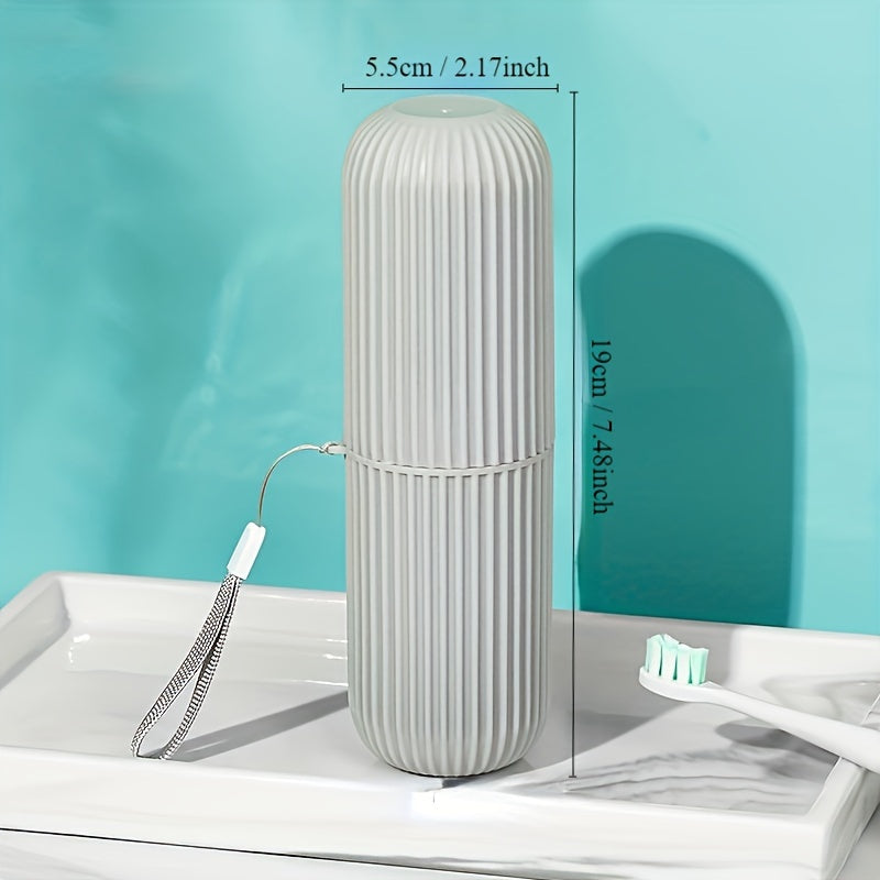 Travel Toothbrush with Portable Storage Box, Rinse Cup, And Toothpaste Holder - Alcohol-Free, Compact Design for On-The-Go Oral Care
