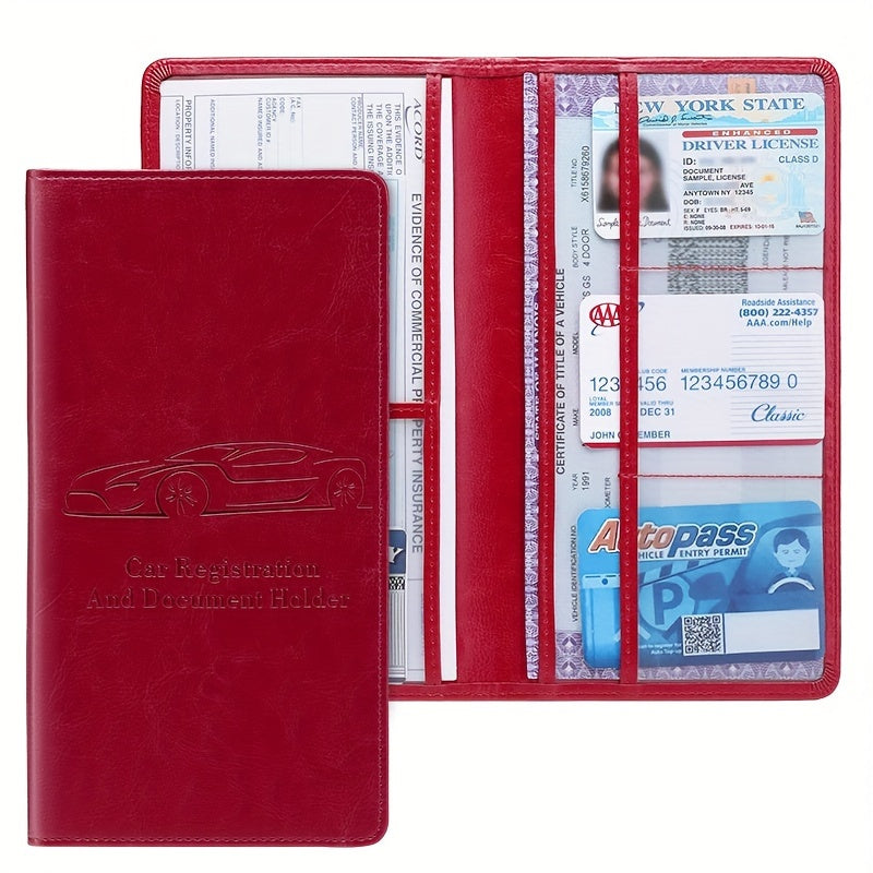 [Car Document Protector] Easy Access Car Registration and Insurance Card Holder - Vehicle Glove Box Paperwork Organizer for Men and Women