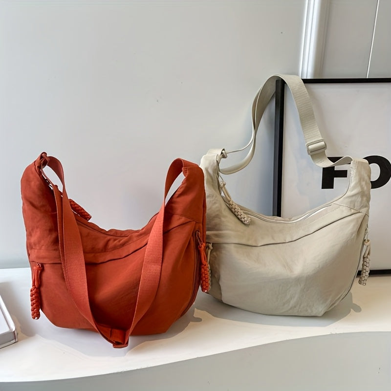 [Chic Crossbody Bag] Durable & Lightweight Crossbody Bag | Chic Nylon Solid Colors, Multiple Pockets, Adjustable Strap, Suitable for Outdoor Activities, Commute, And School