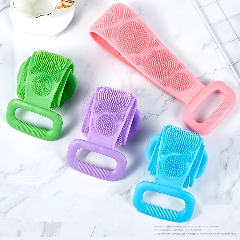 Silicone Body Scrubber Bath Brush, Exfoliating Shower Brush Bath Belt With Extra Long Strip And Handle For Easy Back Exfoliating, Rubbing Mud & Ash From Body Back, Skin-friendly, Soft And Comfortable