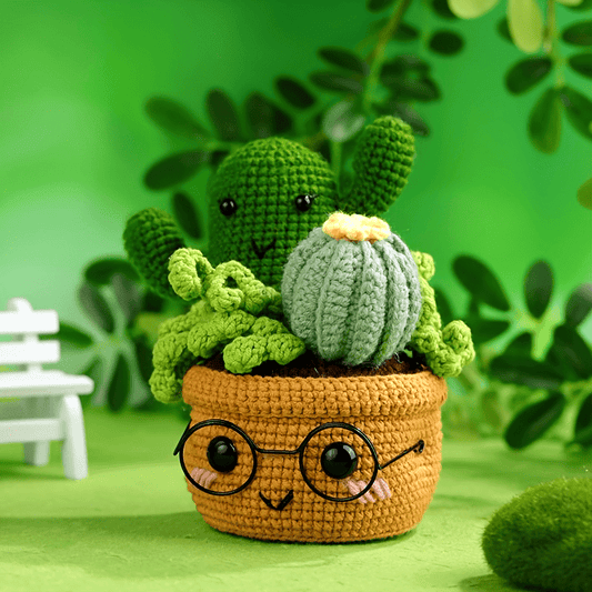 Complete Crochet Kit for Beginners - Pniene Brand, Includes Hooks & Step-by-Step Video Tutorials, DIY Craft Supplies for Green Plants, Crochet Supplies
