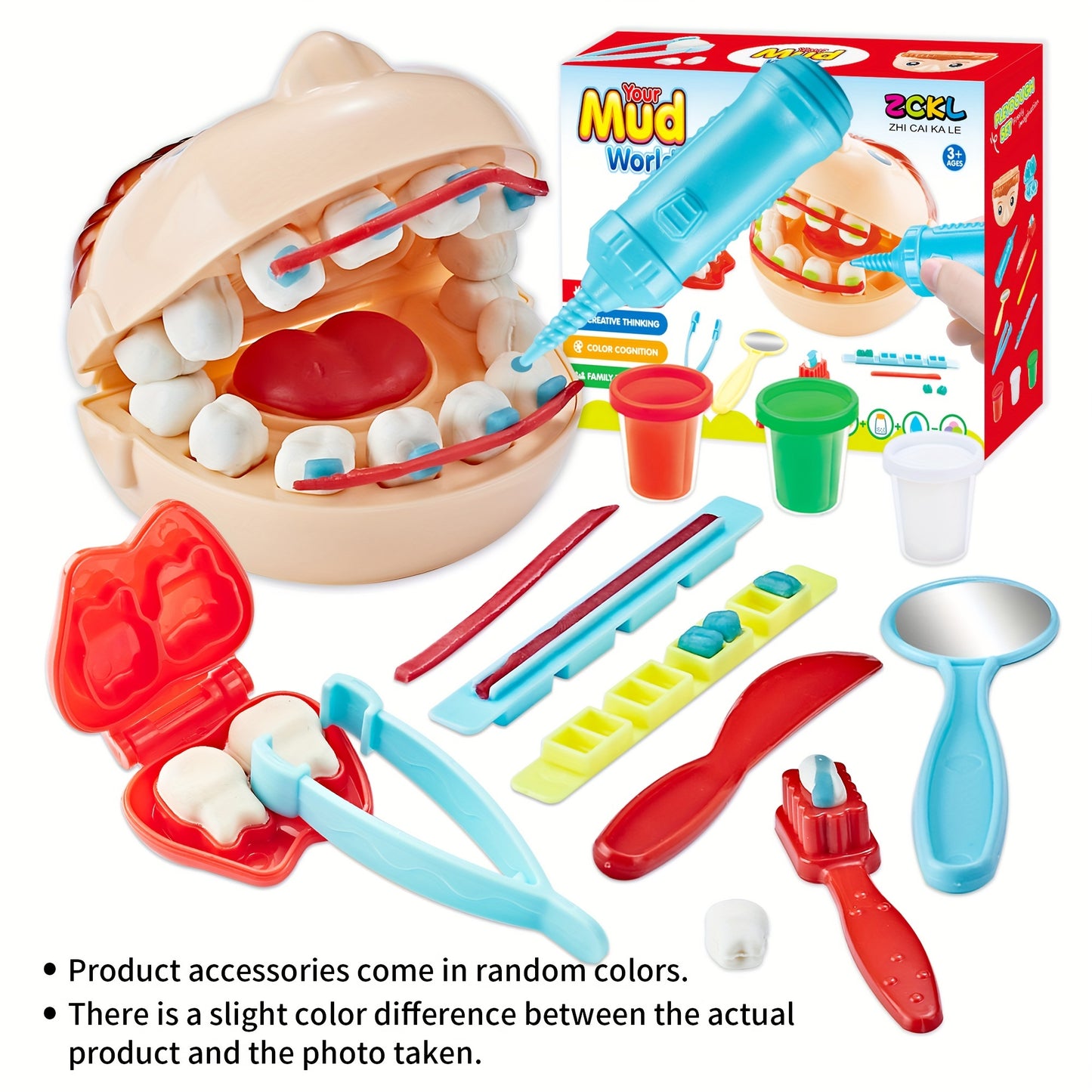 [Educational Dentist Playset] Educational Dentist Playset Modeling Clay Accessories Set for Youngsters, 3 years old, with Various Plastic Molds and Tools, Perfect for Winter, New Year